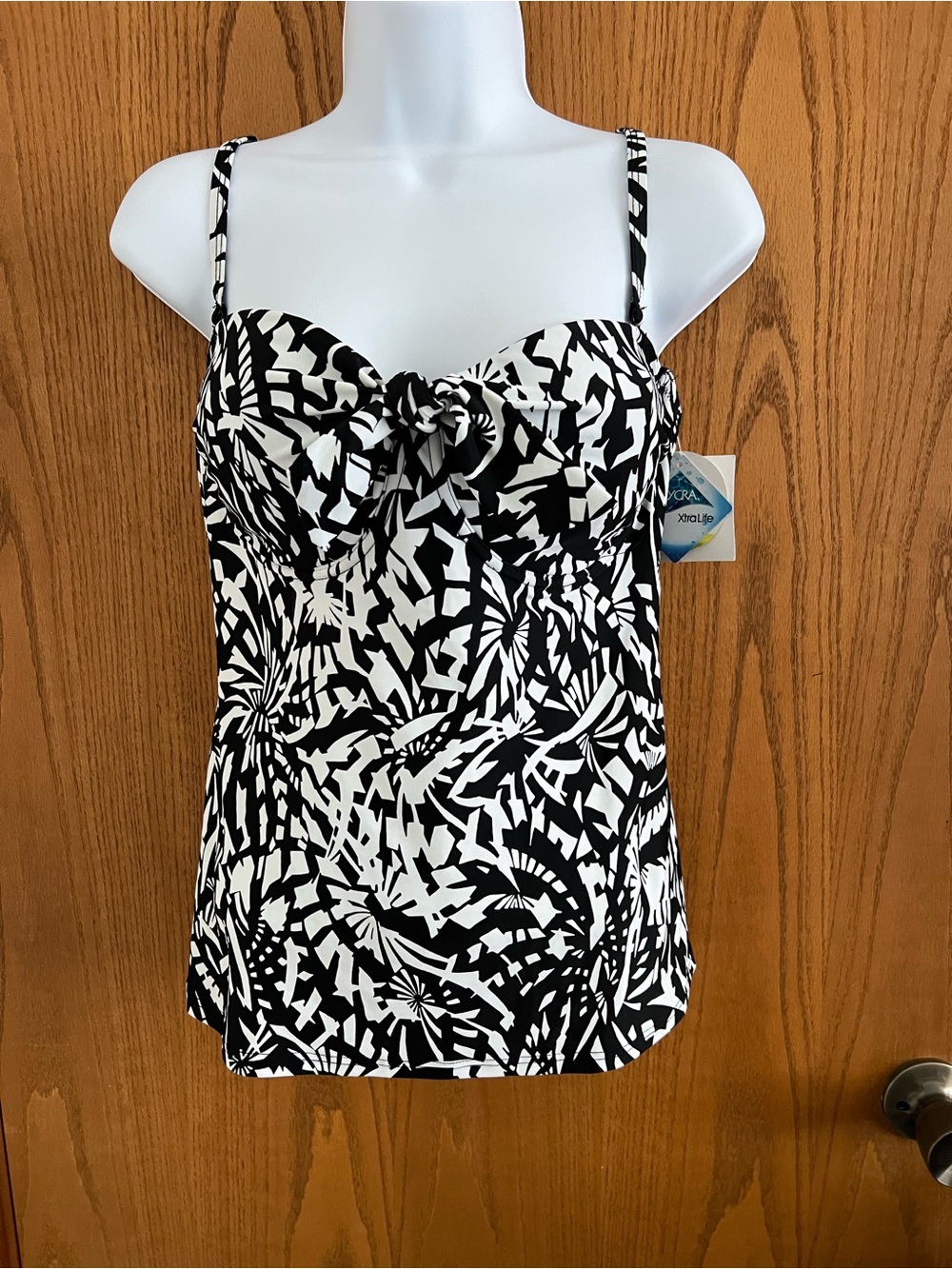 Black & White Tankini Top with Tie Front by Croft & Barrow (Top Only)